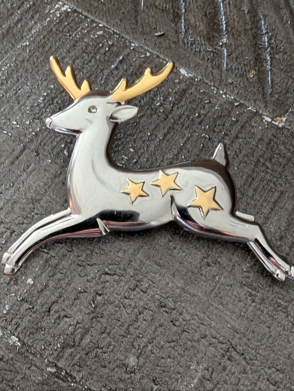Vintage Hallmard CDS Leaping Reindeer Brooch